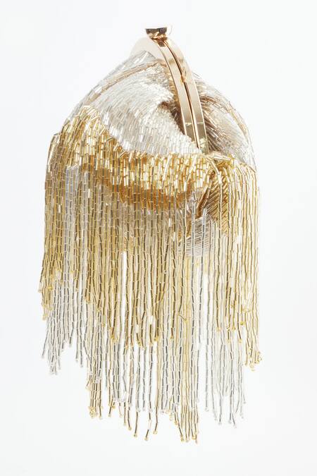 Tasna Gold Cutdana Embellished Potli Online at Aza Fashions Tasna_Gold Cutdana Embellished Potli _Online_at_Aza_Fashions