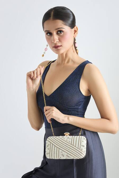 Buy Tasna White Pearl Studded Clutch Online at Aza Fashions Buy_Tasna_White Pearl Studded Clutch _Online_at_Aza_Fashions