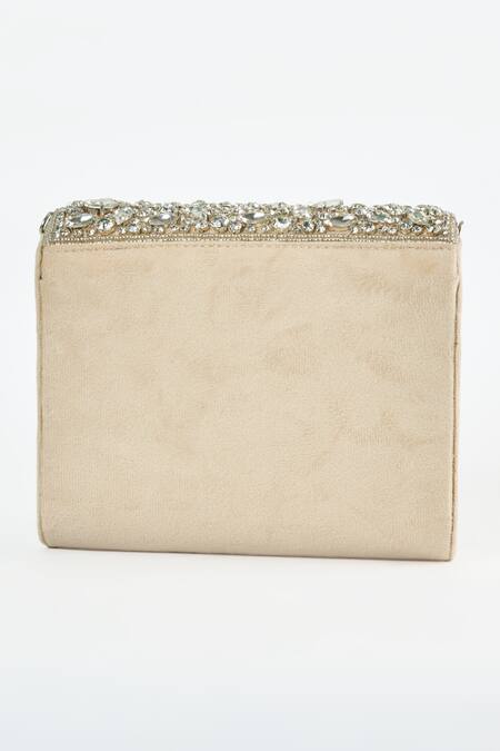 Tasna Beige Diamond Crystal Embellished Clutch Online at Aza Fashions Tasna_Beige Diamond Crystal Embellished Clutch _Online_at_Aza_Fashions