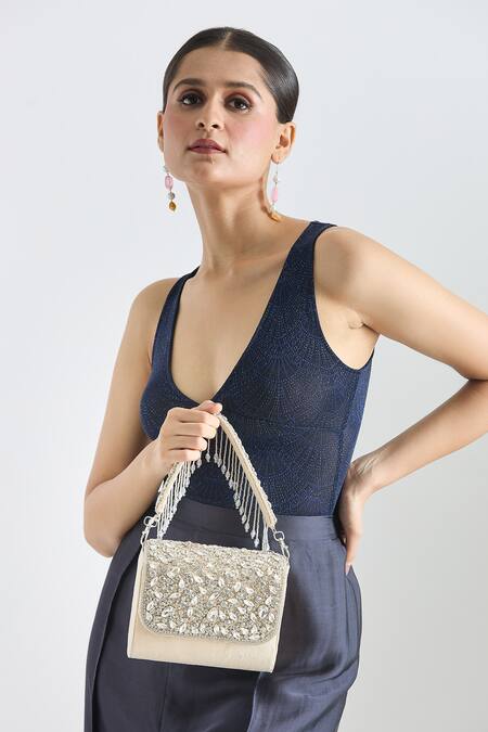 Buy Tasna Beige Diamond Crystal Embellished Clutch Online at Aza Fashions Buy_Tasna_Beige Diamond Crystal Embellished Clutch _Online_at_Aza_Fashions
