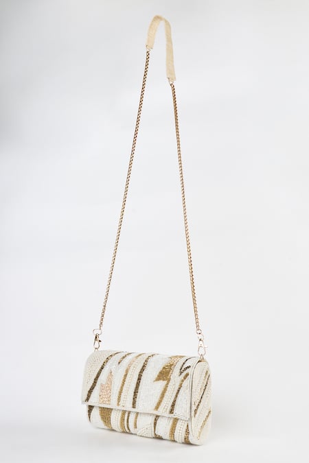 Shop Tasna White Cutdana Abstract Embellished Clutch Online at Aza Fashions Shop_Tasna_White Cutdana Abstract Embellished Clutch _Online_at_Aza_Fashions