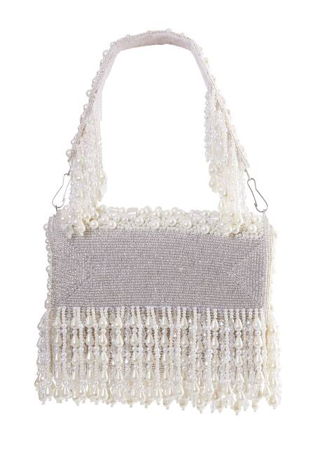 Buy Tasna Silver Cutdana Flower Embossed Clutch Online at Aza Fashions Buy_Tasna_Silver Cutdana Flower Embossed Clutch _Online_at_Aza_Fashions