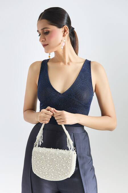 Tasna Gold Pearl Embellished Clutch Online at Aza Fashions Tasna_Gold Pearl Embellished Clutch _Online_at_Aza_Fashions