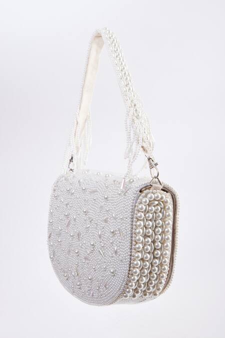 Shop Tasna Gold Pearl Embellished Clutch Online at Aza Fashions Shop_Tasna_Gold Pearl Embellished Clutch _Online_at_Aza_Fashions