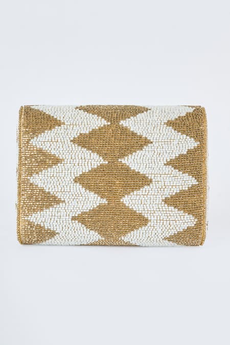 Buy Tasna Gold Cutdana Chevron Embellished Bag Online at Aza Fashions Buy_Tasna_Gold Cutdana Chevron Embellished Bag _Online_at_Aza_Fashions