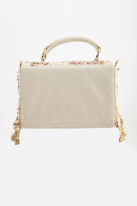 Tasna Peach Sequin Flora Embroidered Sling Bag Online at Aza Fashions Tasna_Peach Sequin Flora Embroidered Sling Bag _Online_at_Aza_Fashions