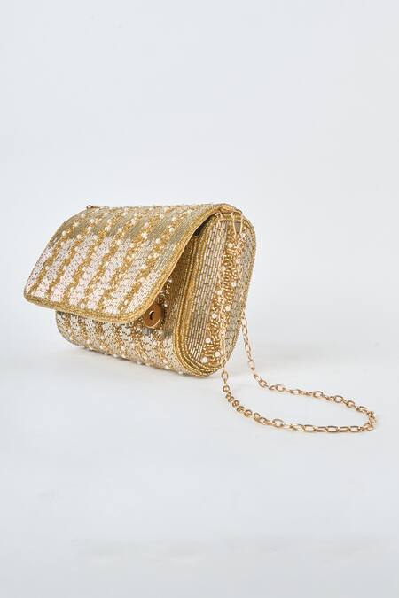 Buy Tasna Gold Pearls Lustrous And Cutdana Embellished Sling Bag Online at Aza Fashions Buy_Tasna_Gold Pearls Lustrous And Cutdana Embellished Sling Bag _Online_at_Aza_Fashions