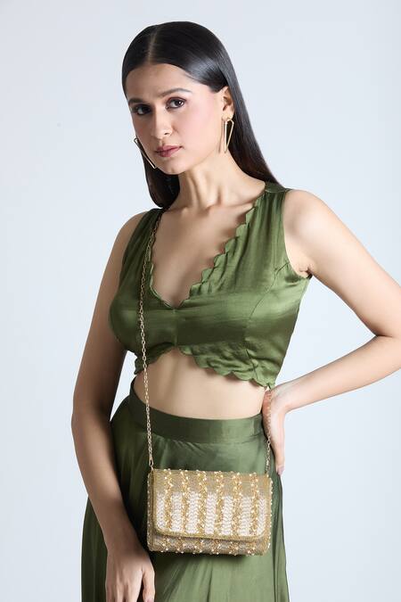 Tasna Gold Pearls Lustrous And Cutdana Embellished Sling Bag at Aza Fashions Tasna_Gold Pearls Lustrous And Cutdana Embellished Sling Bag _at_Aza_Fashions