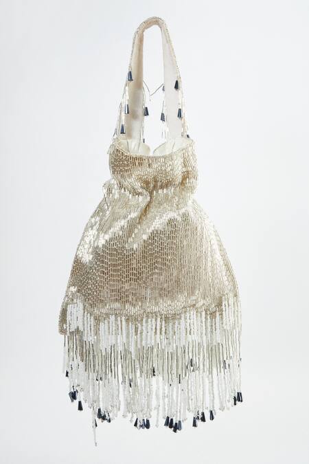 Buy Tasna Silver Cutdana Celeste Embroidered Potli Bag Online at Aza Fashions Buy_Tasna_Silver Cutdana Celeste Embroidered Potli Bag _Online_at_Aza_Fashions