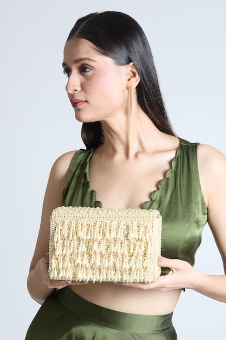 Buy Tasna Gold Pearls, Tassels Embellished Sling Bag Online at Aza Fashions Buy_Tasna_Gold Pearls, Tassels Embellished Sling Bag _Online_at_Aza_Fashions