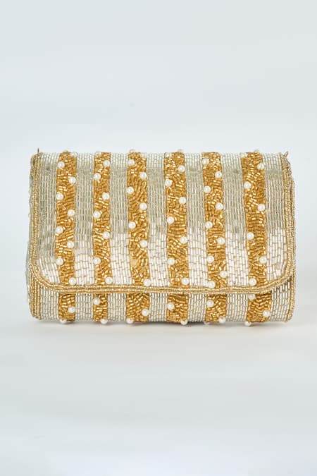 Shop Tasna Gold Crystal Aria Bling Embellished Clutch at Aza Fashions Shop_Tasna_Gold Crystal Aria Bling Embellished Clutch _at_Aza_Fashions