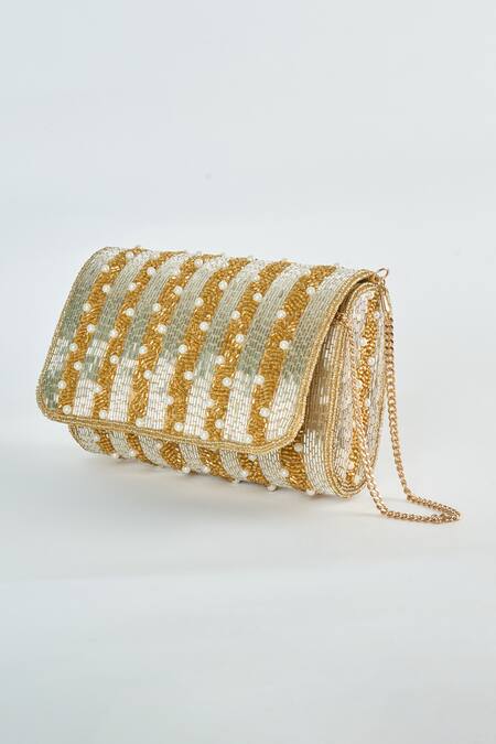 Tasna Gold Crystal Aria Bling Embellished Clutch at Aza Fashions Tasna_Gold Crystal Aria Bling Embellished Clutch _at_Aza_Fashions