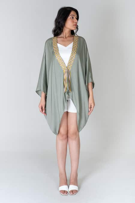 Neora By Nehal Chopra Braided Border Cape 