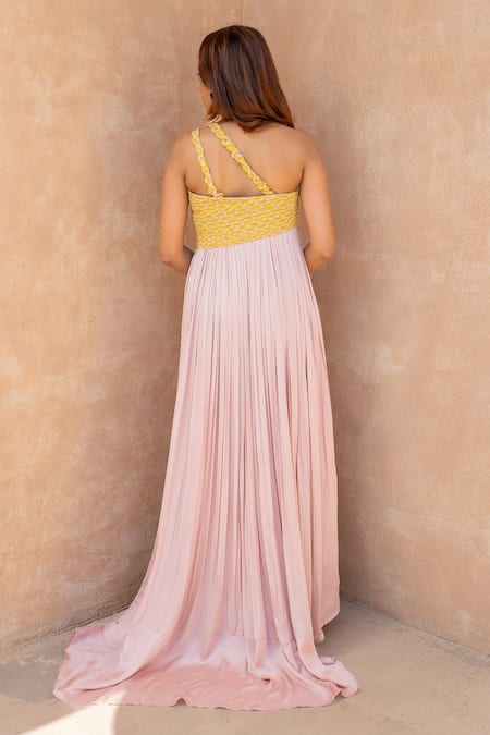 Neora By Nehal Chopra Braided Bodice Trail Gown 