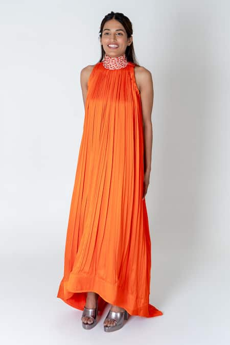 Neora By Nehal Chopra Braided Neck Trail Gown 