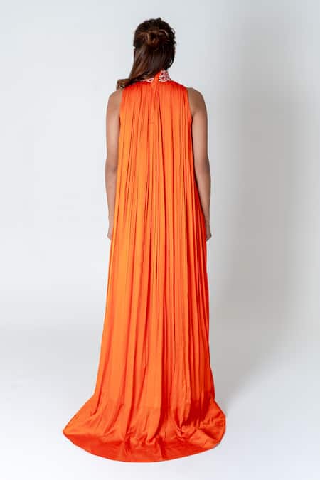 Neora By Nehal Chopra Braided Neck Trail Gown 