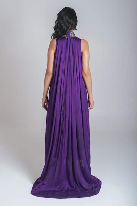 Neora By Nehal Chopra Braided Neck High-Low Gown 