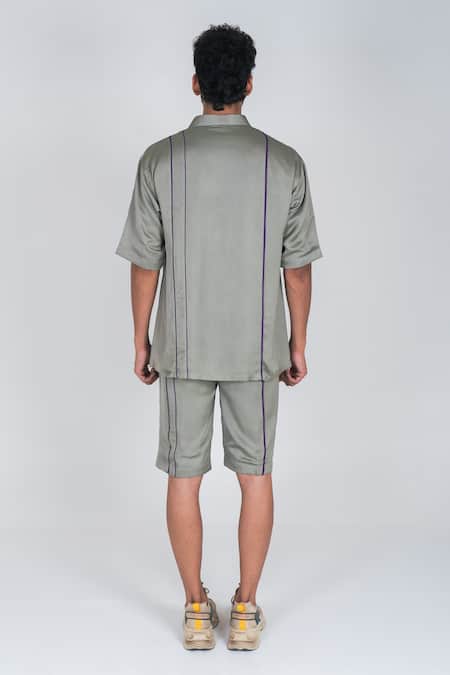 Neora By Nehal Chopra Contrast Piping Detail T-Shirt With Shorts 