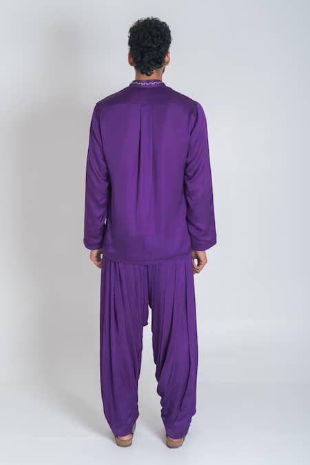 Neora By Nehal Chopra Braided Placket Kurta With Dhoti Pant 