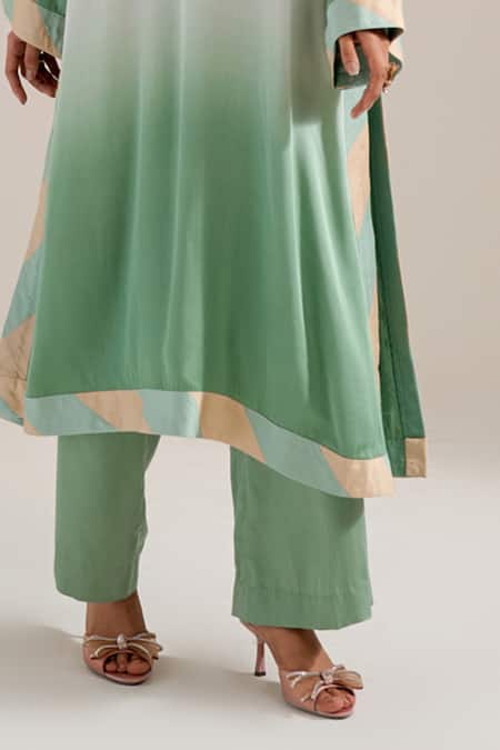 Buy Siyona By Ankurita Green Satin Sequins Round Neck Champa Ombre Kurta Set Online at Aza Fashions Buy_Siyona By Ankurita_Green Satin Sequins Round Neck Champa Ombre Kurta Set _Online_at_Aza_Fashions