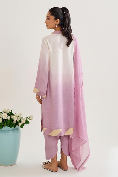 Shop Siyona By Ankurita Purple Cotton Sequins Bandeau Neck Chhui Ombre Kurta Set at Aza Fashions Shop_Siyona By Ankurita_Purple Cotton Sequins Bandeau Neck Chhui Ombre Kurta Set _at_Aza_Fashions