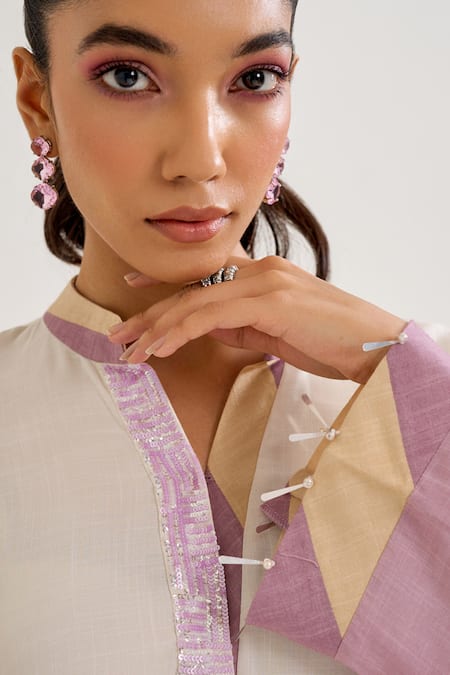 Shop Siyona By Ankurita Purple Cotton Sequins Bandeau Neck Chhui Ombre Kurta Set Online at Aza Fashions Shop_Siyona By Ankurita_Purple Cotton Sequins Bandeau Neck Chhui Ombre Kurta Set _Online_at_Aza_Fashions