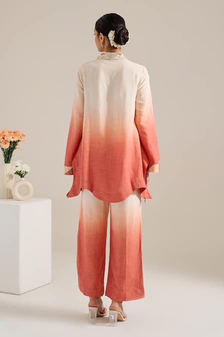 Siyona By Ankurita Salmon Ombre Tunic & Pant Set 