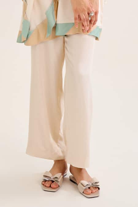 Shop_Siyona By Ankurita_Ivory Satin Sequins Round Neck Mallika Embroidered Kurta And Pant Co-ord Set _Online_at_Aza_Fashions