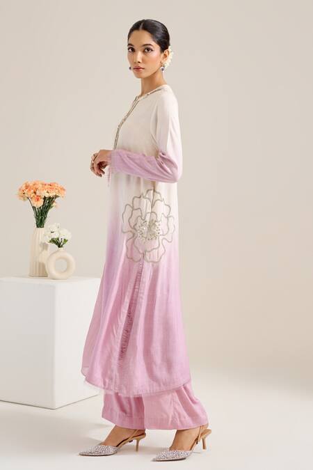 Buy Siyona By Ankurita Purple Cotton Embroidery, Lace Round Neck Asonia Floral Ombre Kurta And Pant Set Online at Aza Fashions Buy_Siyona By Ankurita_Purple Cotton Embroidery, Lace Round Neck Asonia Floral Ombre Kurta And Pant Set _Online_at_Aza_Fashions