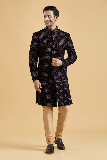 Aryavir Malhotra Thread Embroidered Sherwani & Pant Set 