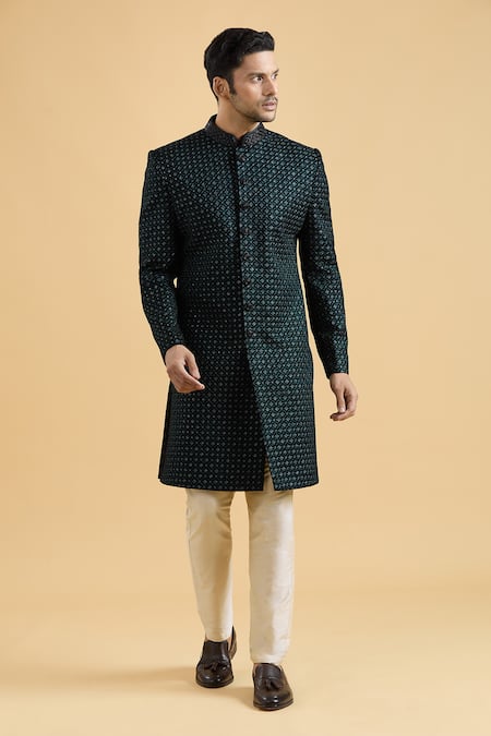 Aryavir Malhotra Thread Embroidered Sherwani With Pant 