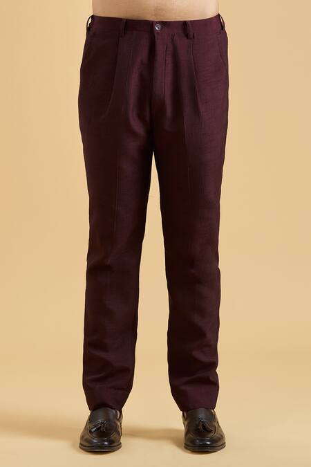 Buy_Arihant Rai Sinha_Wine Silk Embroidery, Sequins Sherwani With Kurta Set