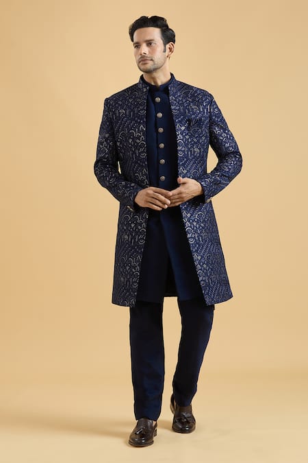 Aryavir Malhotra Sequin Embroidered Sherwani & Kurta Set 