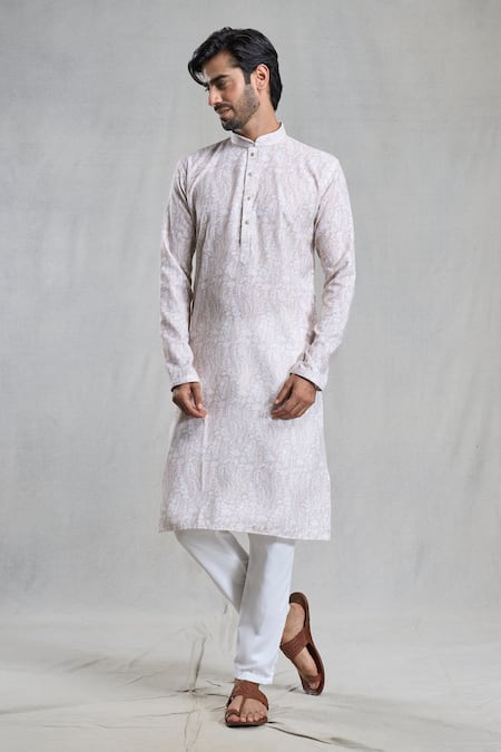 Aryavir Malhotra Floral Vine Print Kurta 