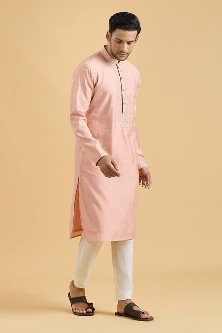 Buy Arihant Rai Sinha Peach Viscose Mirrors Placket Kurta Online at Aza Fashions Buy_Arihant Rai Sinha_Peach Viscose Mirrors Placket Kurta_Online_at_Aza_Fashions