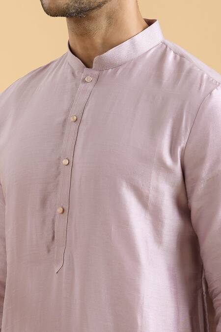 Shop_Arihant Rai Sinha_Purple Silk Solid Kurta_Online_at_Aza_Fashions