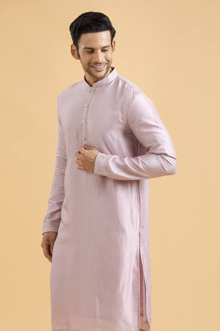 Arihant Rai Sinha_Purple Silk Solid Kurta_at_Aza_Fashions