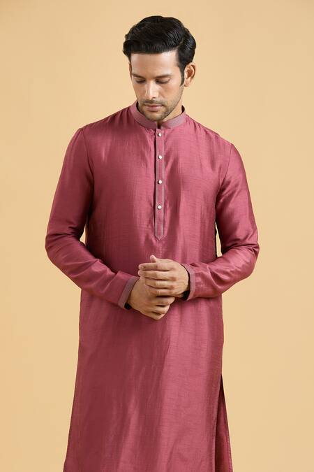 Buy Arihant Rai Sinha Magenta Silk, Polyester, Viscose Straight Plain Kurta With Pant Buy_Arihant Rai Sinha_Magenta Silk, Polyester, Viscose Straight Plain Kurta With Pant