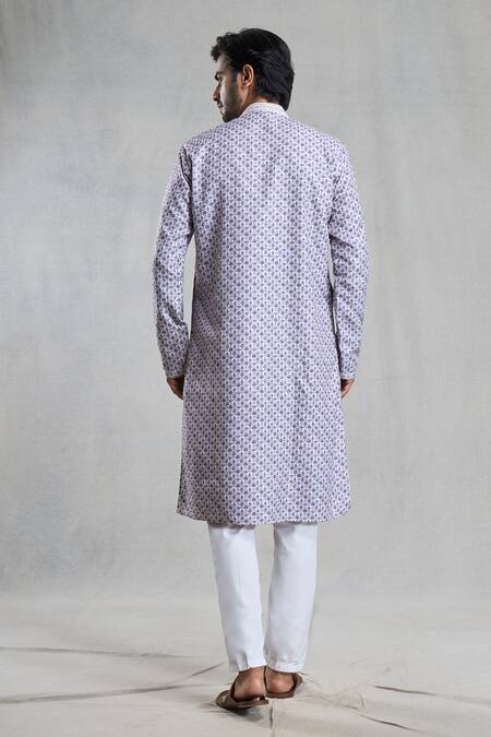 Shop Arihant Rai Sinha Multi Color Viscose, Polyester Straight Quatrefoil Print Kurta With Pant at Aza Fashions Shop_Arihant Rai Sinha_Multi Color Viscose, Polyester Straight Quatrefoil Print Kurta With Pant_at_Aza_Fashions