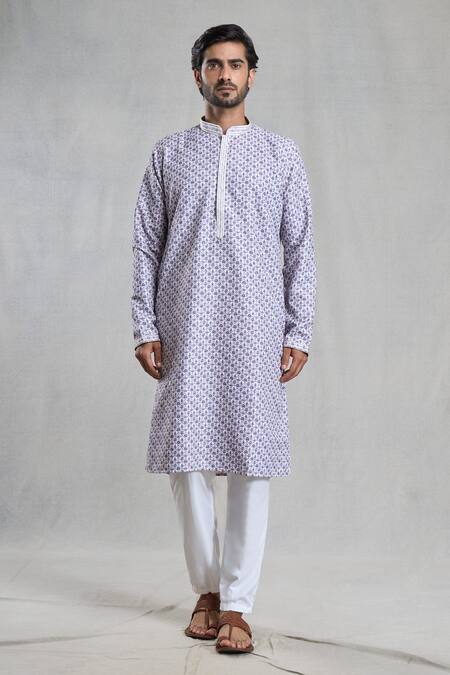 Arihant Rai Sinha Multi Color Viscose, Polyester Straight Quatrefoil Print Kurta With Pant Online at Aza Fashions Arihant Rai Sinha_Multi Color Viscose, Polyester Straight Quatrefoil Print Kurta With Pant_Online_at_Aza_Fashions