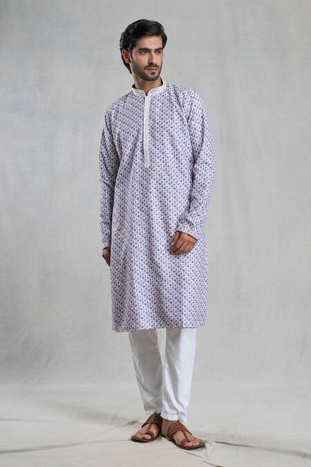 Buy Arihant Rai Sinha Multi Color Viscose, Polyester Straight Quatrefoil Print Kurta With Pant Online at Aza Fashions Buy_Arihant Rai Sinha_Multi Color Viscose, Polyester Straight Quatrefoil Print Kurta With Pant_Online_at_Aza_Fashions
