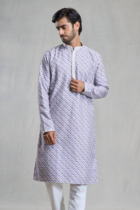 Shop Arihant Rai Sinha Multi Color Viscose, Polyester Straight Quatrefoil Print Kurta With Pant Online at Aza Fashions Shop_Arihant Rai Sinha_Multi Color Viscose, Polyester Straight Quatrefoil Print Kurta With Pant_Online_at_Aza_Fashions