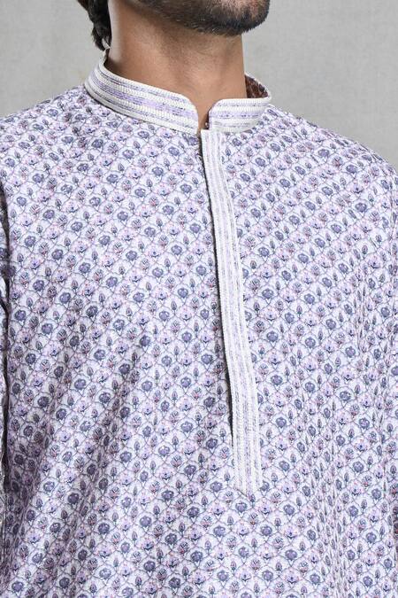 Arihant Rai Sinha Multi Color Viscose, Polyester Straight Quatrefoil Print Kurta With Pant at Aza Fashions Arihant Rai Sinha_Multi Color Viscose, Polyester Straight Quatrefoil Print Kurta With Pant_at_Aza_Fashions