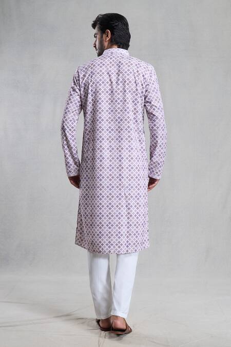 Shop Arihant Rai Sinha Purple Cotton Embroidery Chikankari Work Kurta With Pant at Aza Fashions Shop_Arihant Rai Sinha_Purple Cotton Embroidery Chikankari Work Kurta With Pant_at_Aza_Fashions
