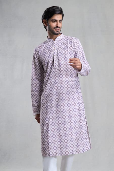 Buy Arihant Rai Sinha Purple Cotton Embroidery Chikankari Work Kurta With Pant Online at Aza Fashions Buy_Arihant Rai Sinha_Purple Cotton Embroidery Chikankari Work Kurta With Pant_Online_at_Aza_Fashions