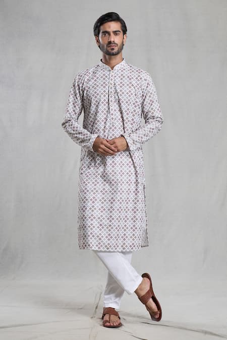 Aryavir Malhotra Floral Chikankari Work Kurta With Pant 