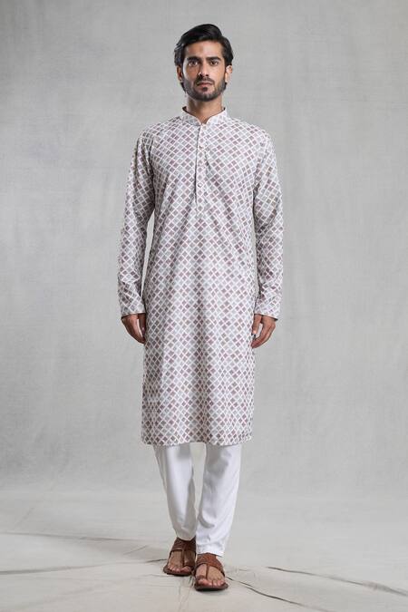 Buy_Arihant Rai Sinha_Green Cotton Embroidery Floral Chikankari Work Kurta_Online_at_Aza_Fashions