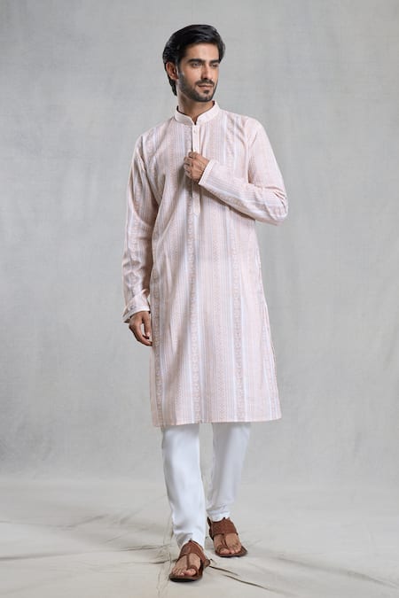 Aryavir Malhotra Geometric Print Straight Kurta With Pant 