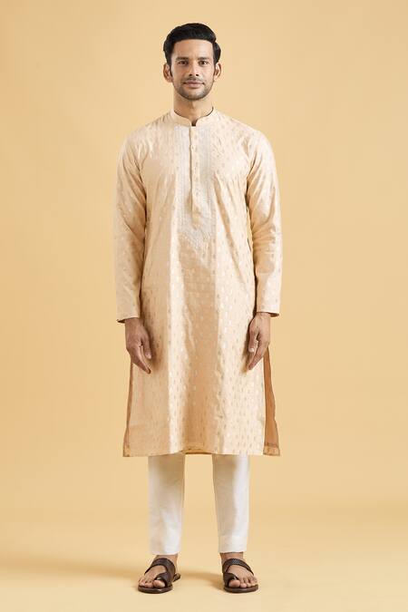 Buy Arihant Rai Sinha Peach Brocade, Polyester, Viscose Embroidery Floral Woven Kurta Set Online at Aza Fashions Buy_Arihant Rai Sinha_Peach Brocade, Polyester, Viscose Embroidery Floral Woven Kurta Set_Online_at_Aza_Fashions