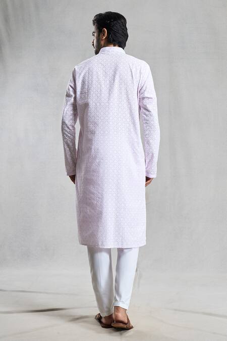 Shop Arihant Rai Sinha Purple Cotton Embroidery Chikankari Kurta Set at Aza Fashions Shop_Arihant Rai Sinha_Purple Cotton Embroidery Chikankari Kurta Set_at_Aza_Fashions